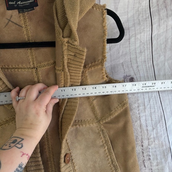 Vintage hooded patchwork western 100% shell split cowhide leather vest medium - Picture 9 of 9